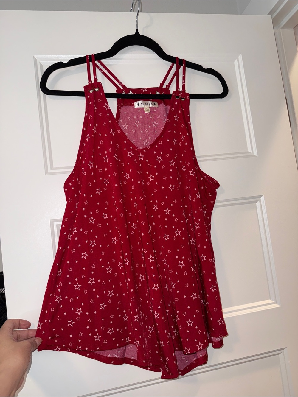 Agenda Red Star Print Strappy Women's Tank Top